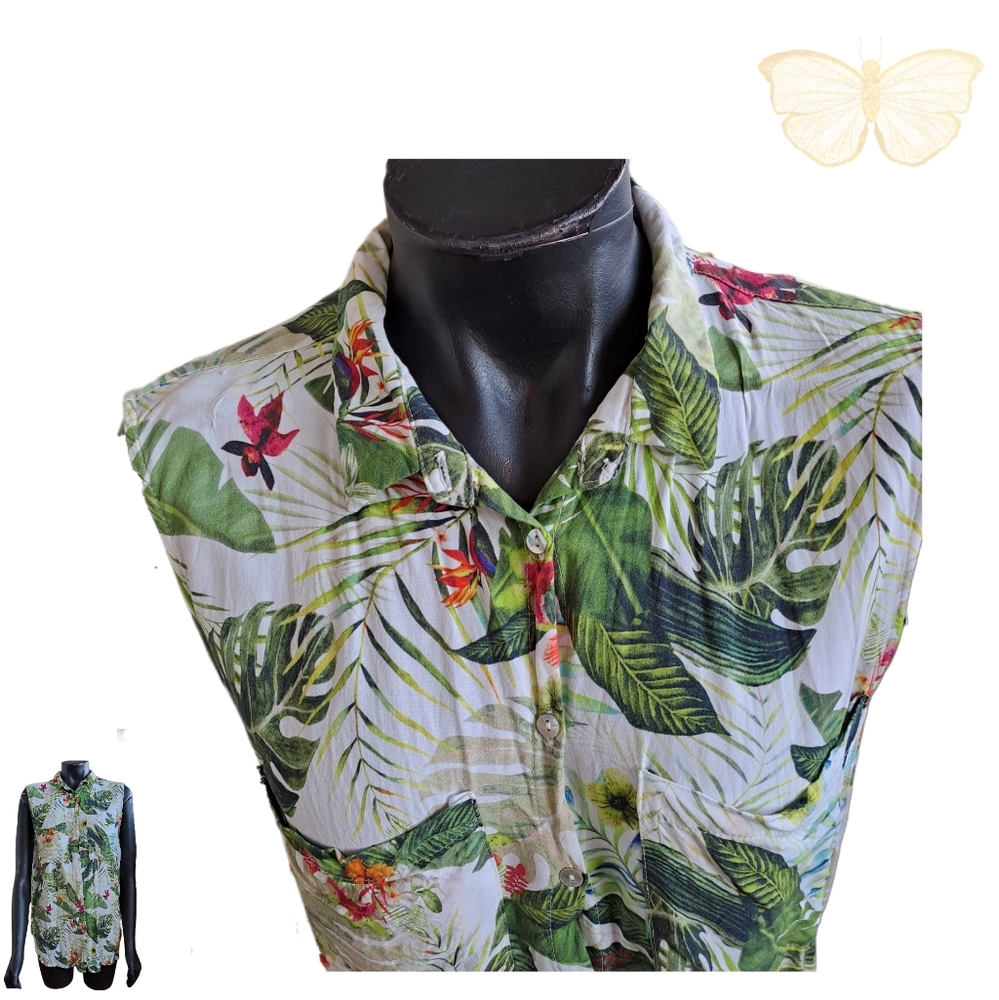 W Lane, Size 18, Tropical sleeveless top - Picture 2 of 4